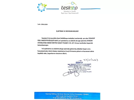 Teskoop İş Bitirme Belgesi